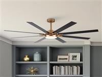 Nordic Декоративный 65-дюймовый Большой Черный 8 Abs Blade Dc Мотор Для Гостиной С Дистанционным Управлением Медный Потолочный Вентилятор С Подсветкой